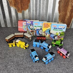 All Aboard! Thomas & Friends Wooden Trains & Books Bundle